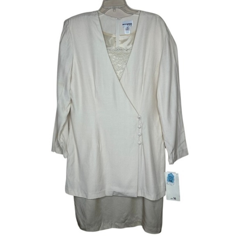 VTG Perceptions‎ Dress Suit Lace Trim Party Career Outfit Size 16 Dead stock NWT